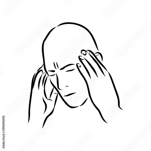 Headache, symptoms of illness, vector sketch