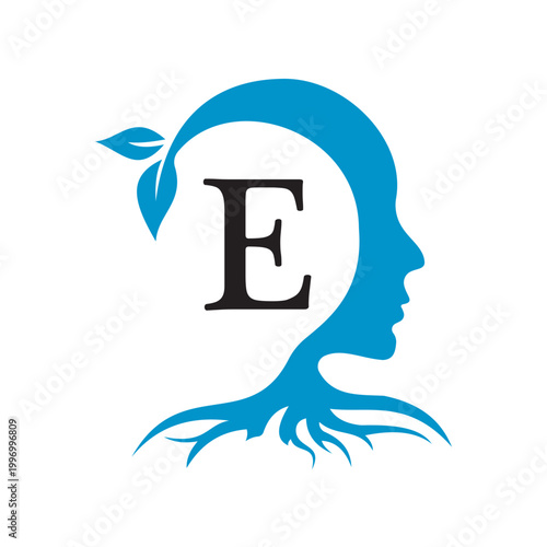 Initial Brain Logo combine with letter E vector template