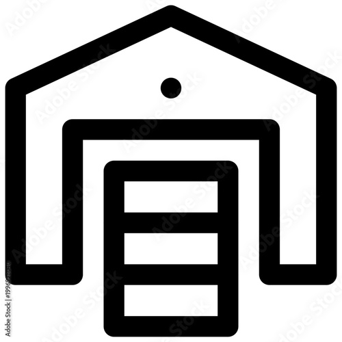 Data warehouse. Editable stroke vector icon.