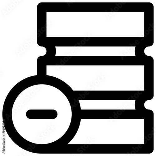 Delete database. Editable stroke vector icon.