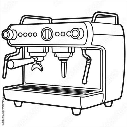 Classic lever-operated manual espresso machine with dual spouts