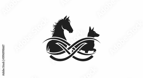 Black horse dog rocking horse silhouette.