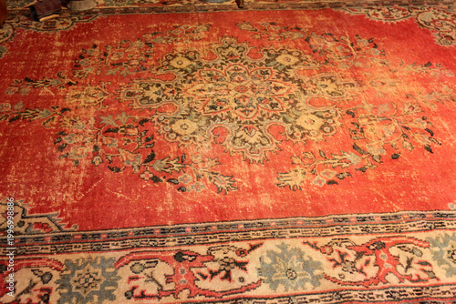 Принти на полотні Hand-woven antique wool carpet. Turkish carpet.