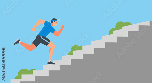 Quadro su tela Man running up stairs to success.