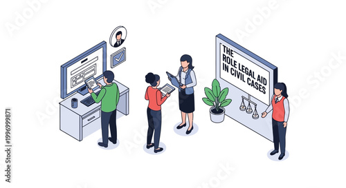 Legal Professionals Collaborating on Civil Cases with Modern Technology.