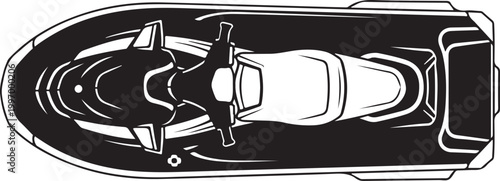 Jet Ski, Watercraft, Boat, Vector Illustration, Black and White