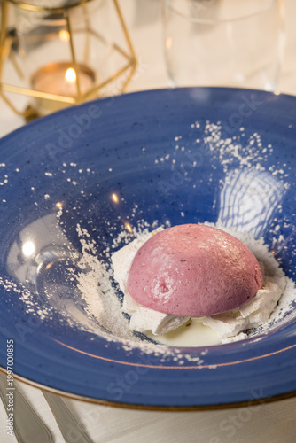 Elegant presentation of a classic Italian dessert served in a fine dining setting. The image captures the rich textures, delicate plating, and appetizing details of an artisanal sweet treat