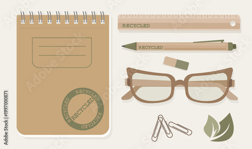 Foto Premium hand drawn vector collection of sustainable school supplies Includes cra