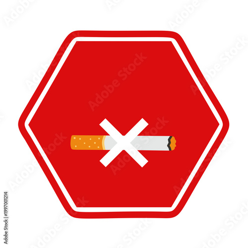 No Smoking Symbol with Red Octagon Shape Sign