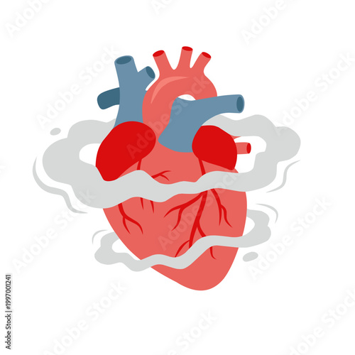 Heart with Smoke Creative Graphic Symbol Illustration