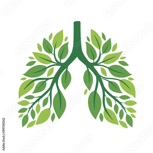 Lungs Illustration Depicting a Leafy Green Tree Concept