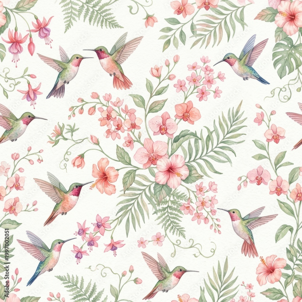 Obraz premium Colorful Hummingbirds Gather Around Various Flowers in a Vibrant Display of Natures Beauty and Life in a Garden Setting During the Daytime