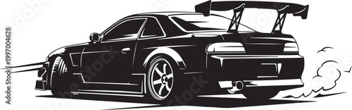 Black sports car vector, racing car illustration, speedster design, automotive graphic