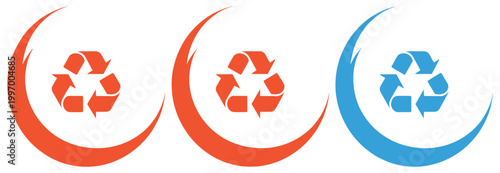 Recycling icon collection, flat colorful vector set for sustainability, environmental protection, and eco-friendly concepts, modern web and app button design.