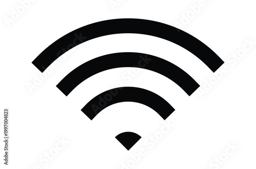 Black Wi Fi signal with truncated lines on white wifi wireless