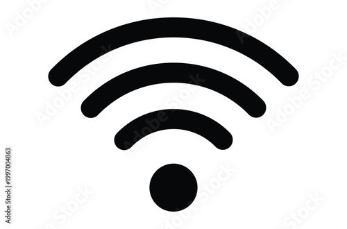 Single black Wi Fi signal on white background wifi wireless