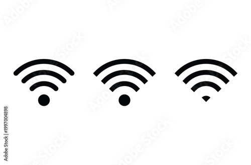 Three black Wi Fi signal on white background wifi wireless