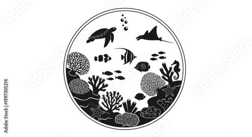 Black and white sea turtle fish.