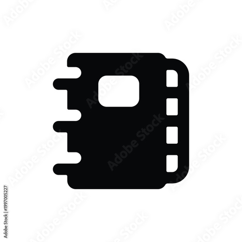 Film strip icon, movie ticket symbol, black film reel, cinema ticket stub