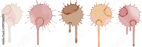 Set of Abstract Paint Splashes in Warm Tones for Creative and Artistic Design Elements"