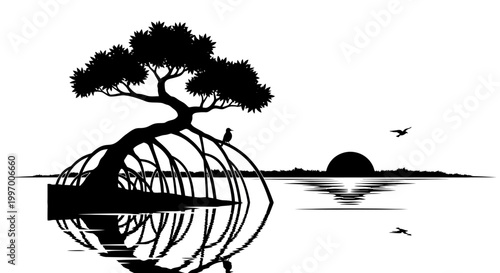 Tree Growing Out Of Globe Earth.