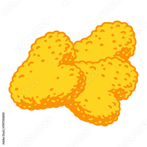 chicken nugget fast food flat color vector illustration template design