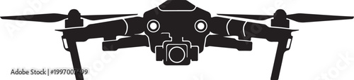 Drone, Aerial, Camera Drone, Black Vector, UAV, Quadcopter, Flying Robot