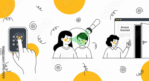 Modern Biometric Security System Facial Recognition Fingerprint Scanner Access Control Digital Technology Safety Protection Management Identity Verification