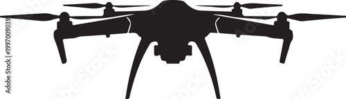 Drone, quadcopter, aerial, silhouette, black, vector icon, drone illustration, copter design