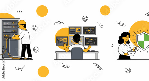 Professional network infrastructure maintenance server rack repair data security monitoring system management cybersecurity technician support professional services cloud computing