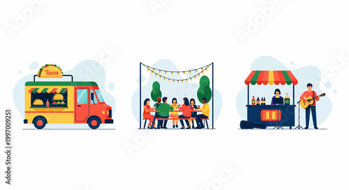 A food truck fest with folks who eat and sing and play and sit out