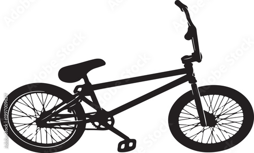 Black BMX bike, bicycle silhouette, vector bike icon, sports equipment