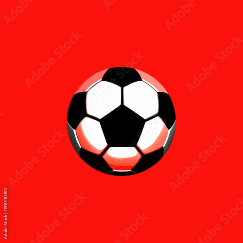 Classic Soccer Ball Football Icon on Red Background for Sports Game and Competition