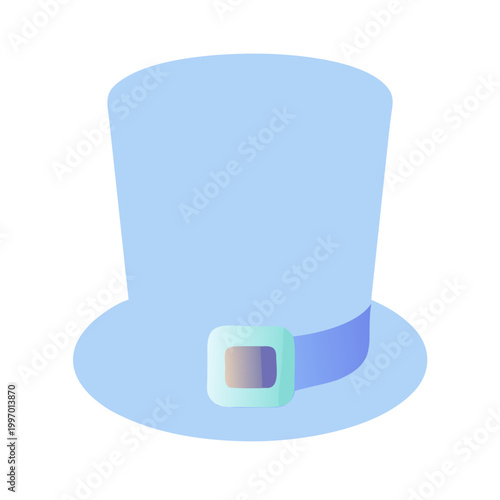 Light Blue Top Hat with Buckle for St Patrick’s Day Magic or Gentleman Costume Icon