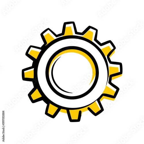 Yellow and Black Gear Cog Icon for Settings Technology and Engineering Concept