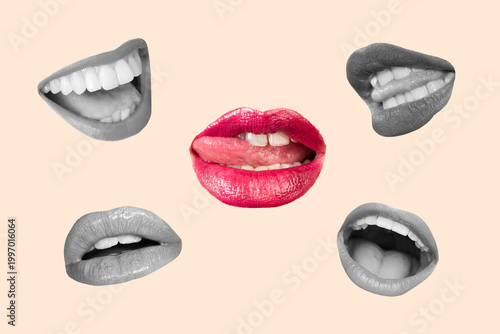 Woman mouths isolated on a pink background