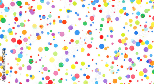 Vibrant colorful dots are scattered across a surface with transparent background.