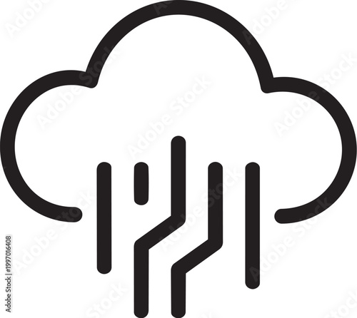 Black rain cloud icon with rain