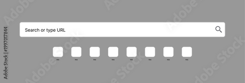 Web browser search bar interface with search or type URL field and icons on minimal background, internet browsing concept