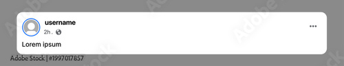 Social media post card UI design with user profile, username and content layout for mobile app interface