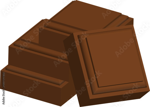 Dark Chocolate Delight A Tempting Piece of Brown Chocolate Bar Isolated on White