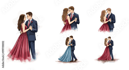 Elegant couple dancing in formal attire, celebrating a special occasion