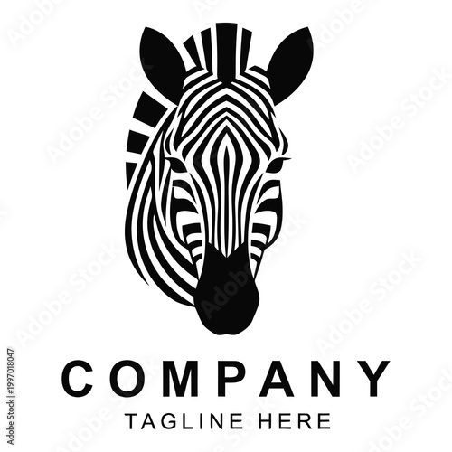 Black and white zebra head logo with company tagline text icon