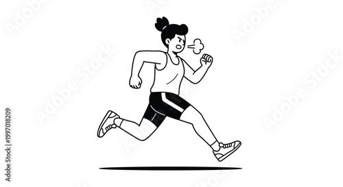 Woman running with determination, showing effort and exertion during her workout