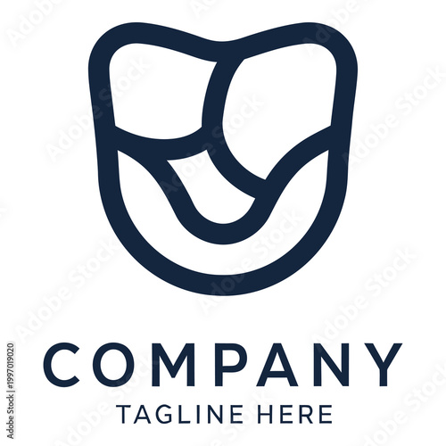 Dental company logo template with abstract tooth design and text icon