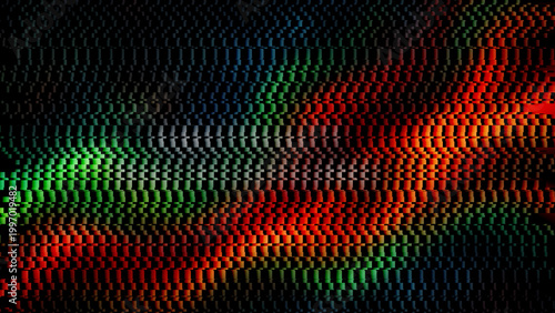 Abstract digital art with red and green pixelation
