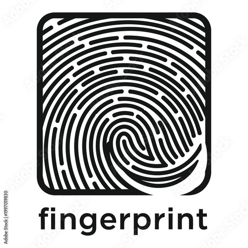 Fingerprint icon with rounded square border and lines pattern icon