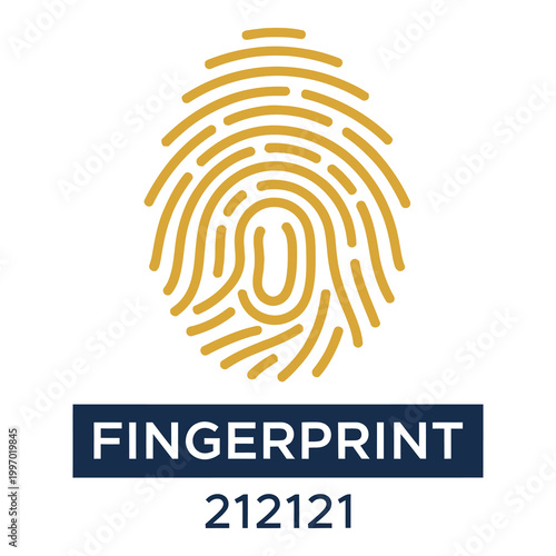 Fingerprint icon with text and number on white background icon