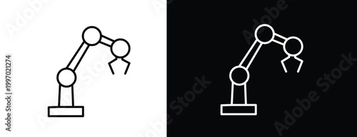 Linear robotic arm icon for automation and high tech industry.