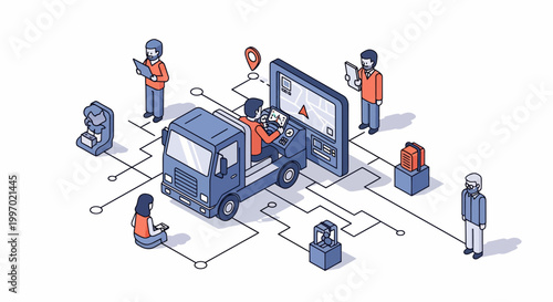 Truck GPS map app for fast ship and road move task of big fleet now